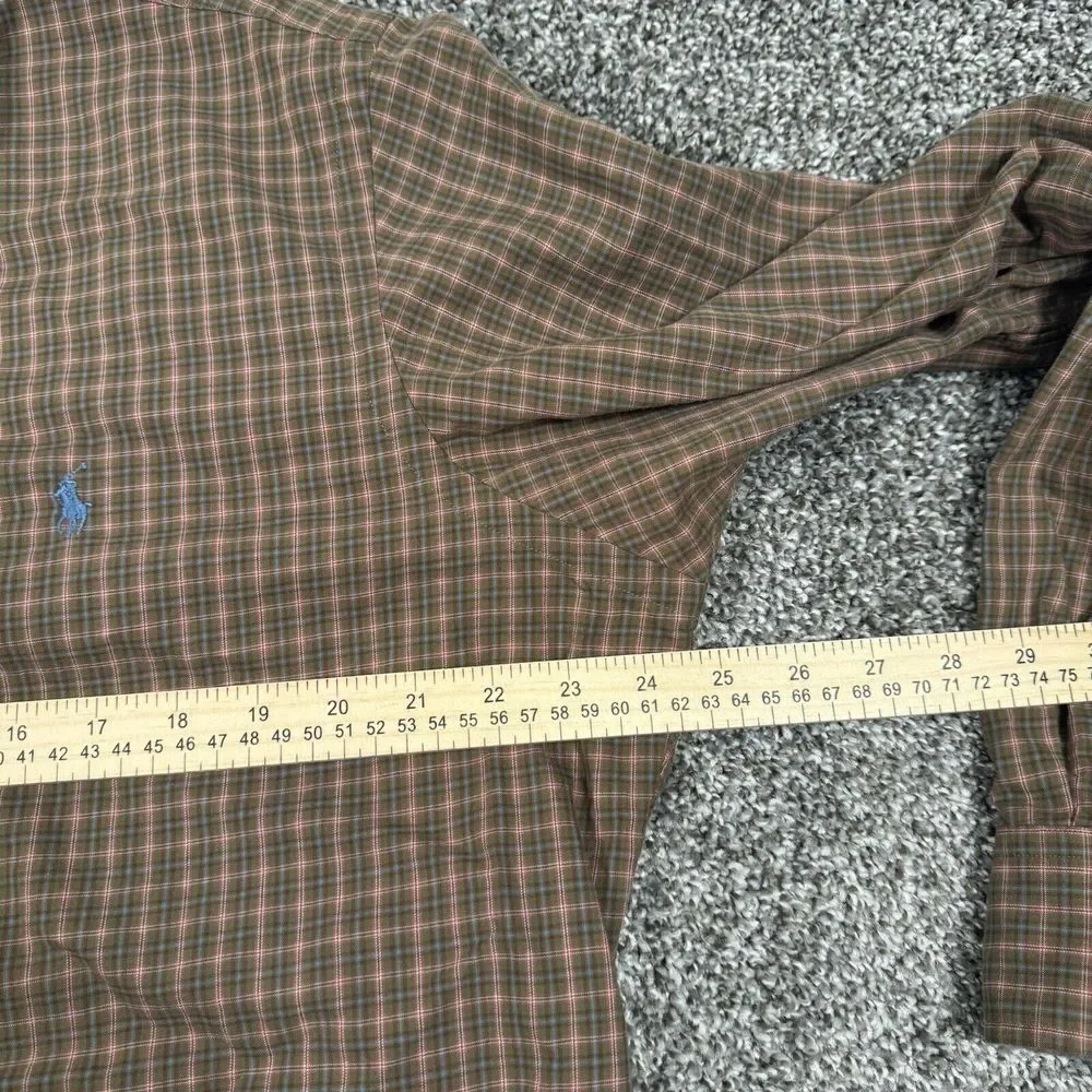 Polo Ralph Lauren Stanton Men's Large Brown Plaid‎ Long Sleeve Button Shirt
